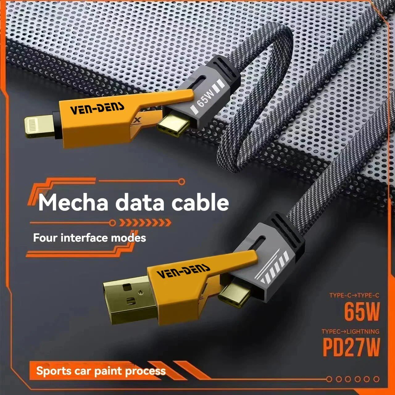 4 in 1 Multi Charging Cable – USB Type C & Lightning Fast Charging Cable with Data Sync for iPhone, Android & Devices