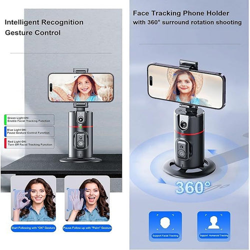 Auto Face Tracking Tripod 360° – Smart Phone Holder with Gesture Control & Remote