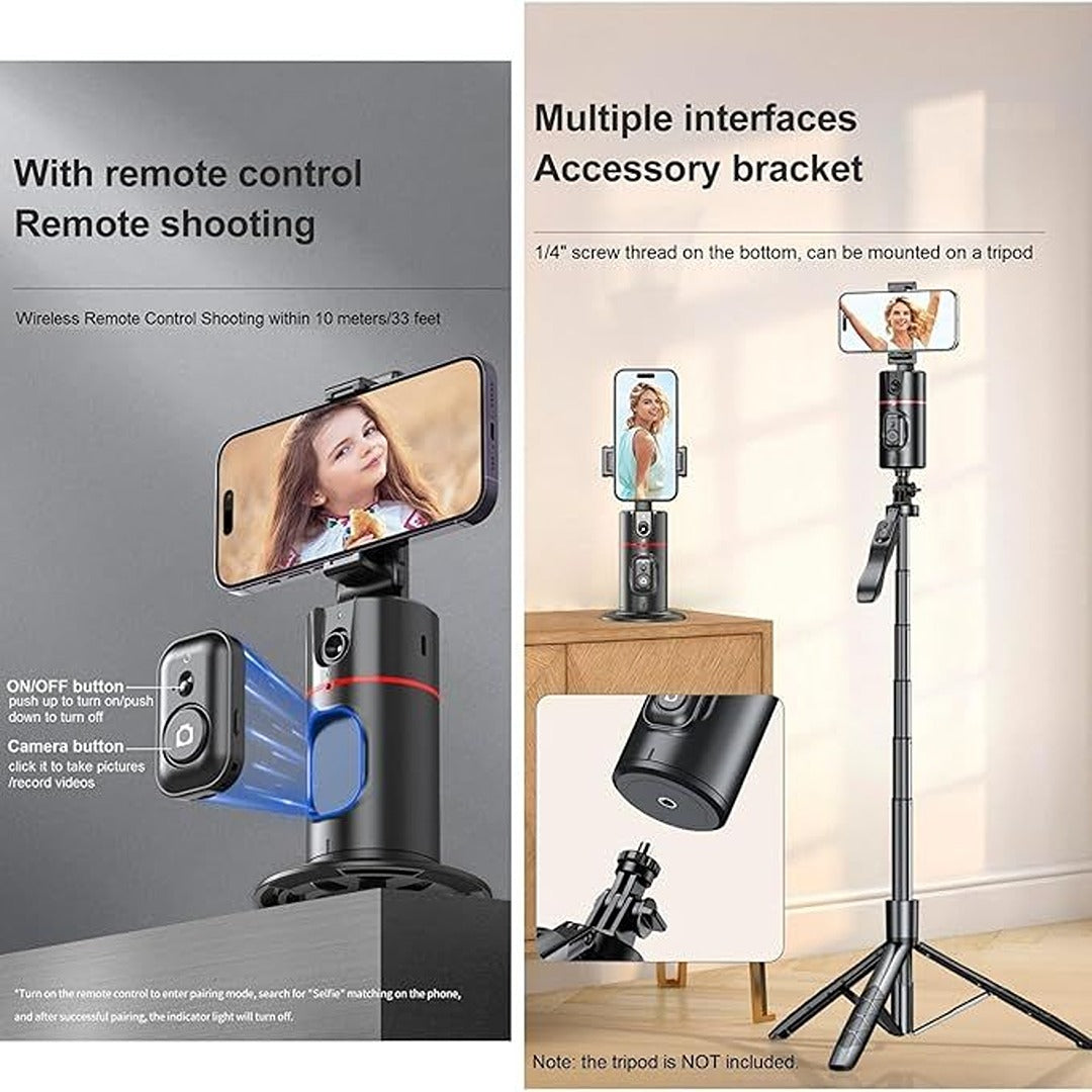 Auto Face Tracking Tripod 360° – Smart Phone Holder with Gesture Control & Remote