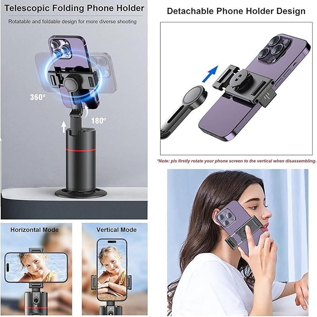 Auto Face Tracking Tripod 360° – Smart Phone Holder with Gesture Control & Remote