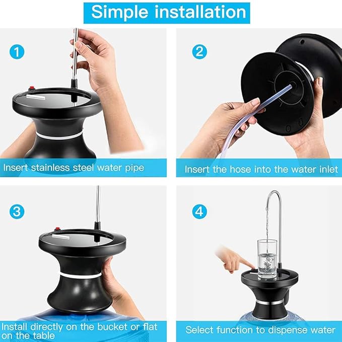Automatic Electric Water Bottle Pump – USB Rechargeable Drinking Water Dispenser for 5 Gallon Bottles