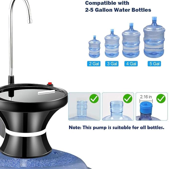 Automatic Electric Water Bottle Pump – USB Rechargeable Drinking Water Dispenser for 5 Gallon Bottles