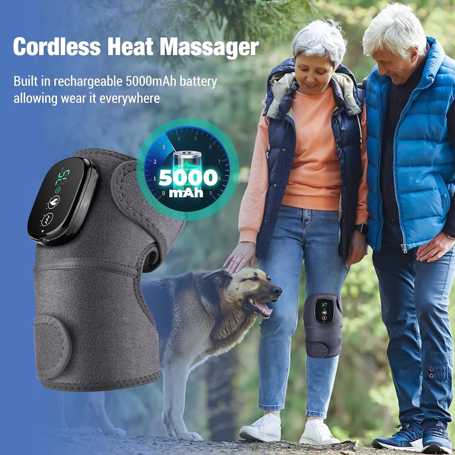 Electric Knee Massager with Heat – Cordless Heating Wrap for Knee, Elbow & Shoulder