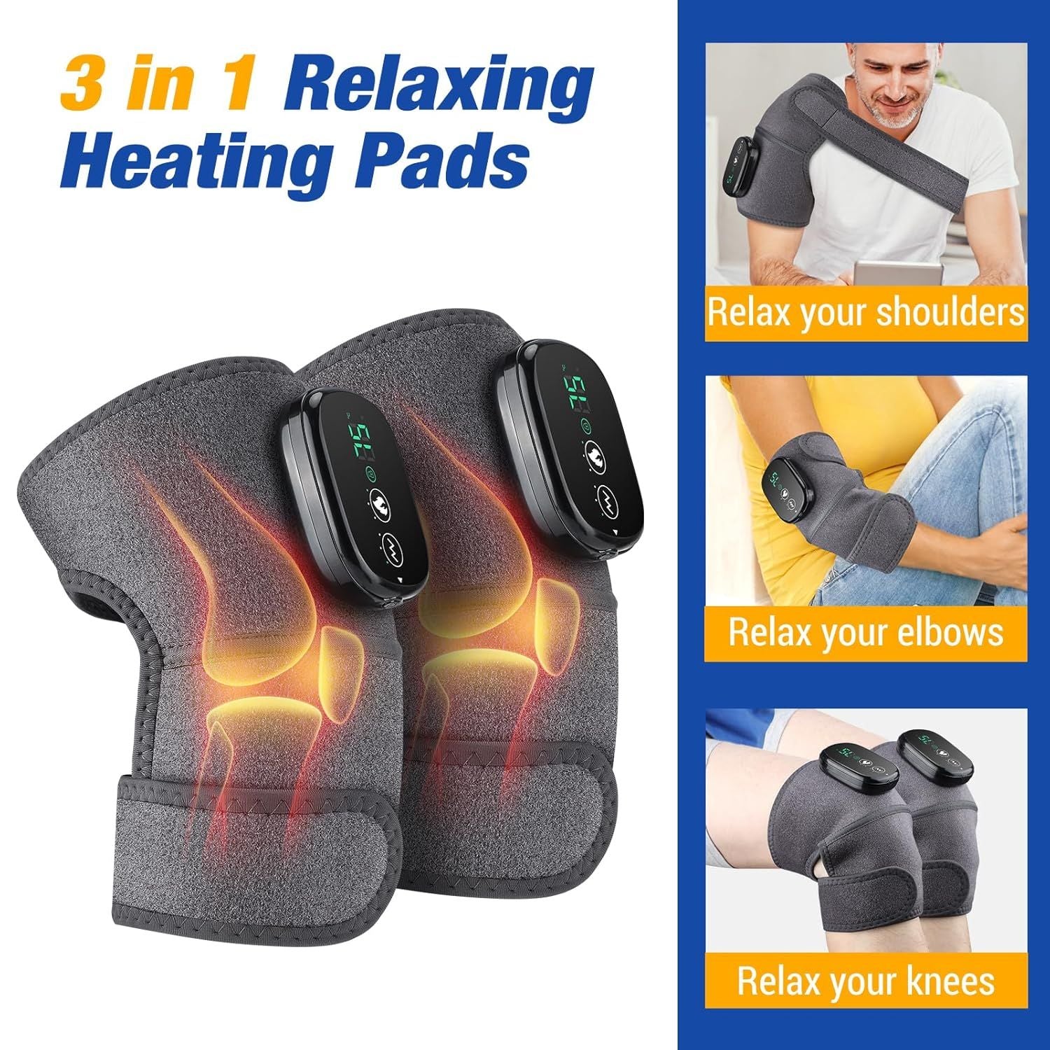 Electric Knee Massager with Heat – Cordless Heating Wrap for Knee, Elbow & Shoulder