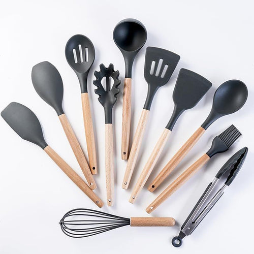 19 Piece Kitchen Utensils Set – Silicone & Nylon Cooking Tools with Holder Heat Resistant Kitchen Accessories Set