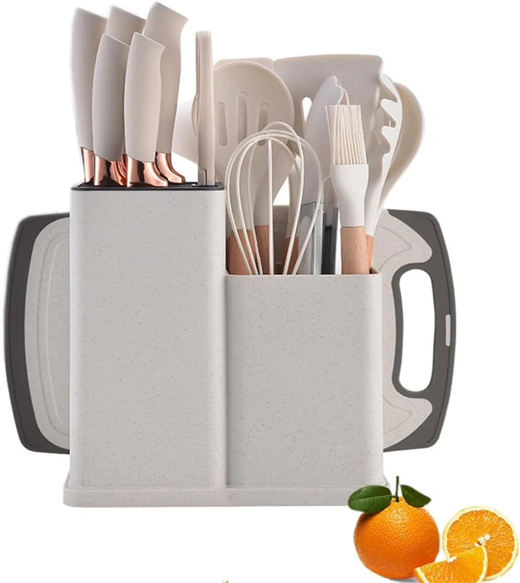 19PCS Kitchen Set – A complete utensil and knives toolkit with Storage Stand