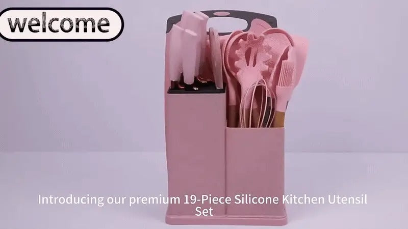 19PCS Kitchen Set – A complete utensil and knives toolkit with Storage Stand