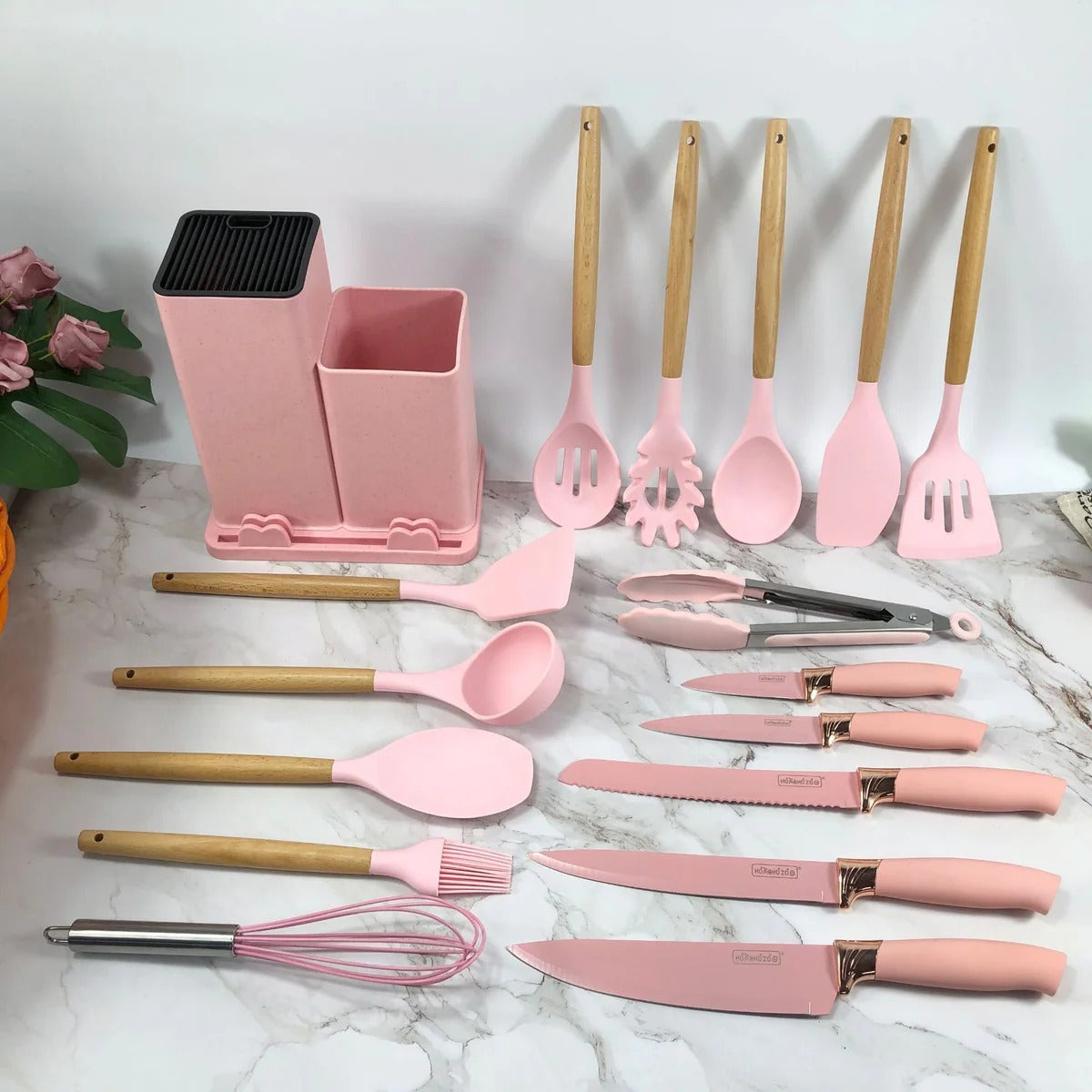 19PCS Kitchen Set – A complete utensil and knives toolkit with Storage Stand