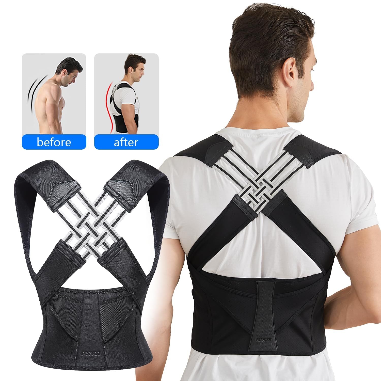 Posture Corrector Belt for Men & Women – Adjustable Back Support Shoulder Brace