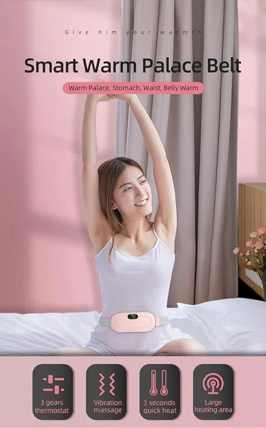 Period Heating Belt for Women – Portable Heating Pad with Massage & Adjustable Heat Levels