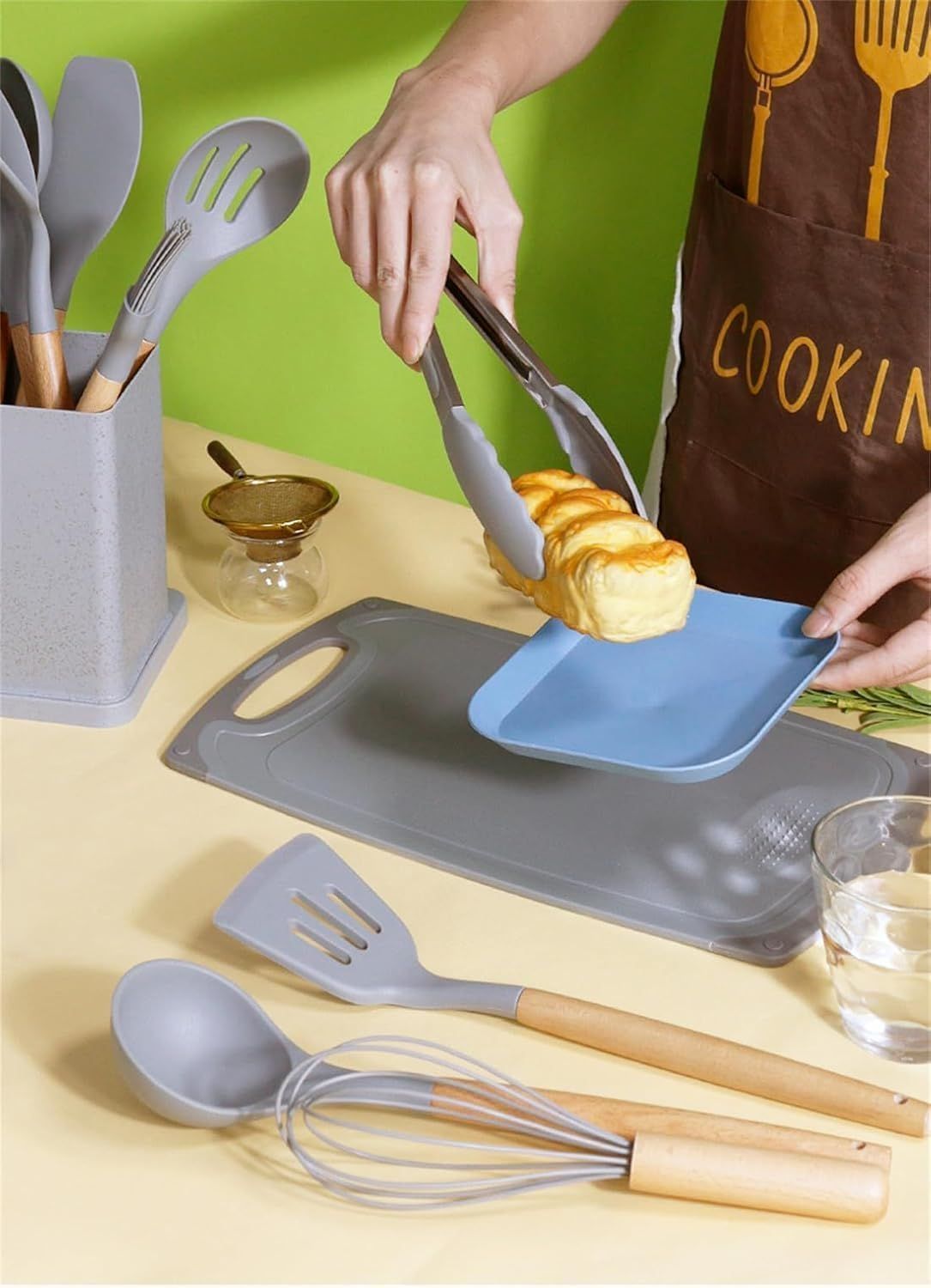 19 Piece Kitchen Utensils Set – Silicone & Nylon Cooking Tools with Holder Heat Resistant Kitchen Accessories Set